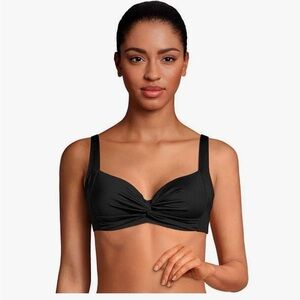 Lands' End Black Twist Swim Bikini Top